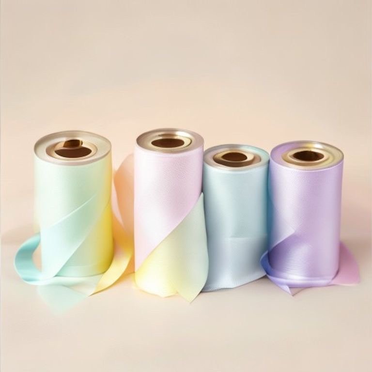 Double-Face Satin Ribbon Set — 5 Pastels × 5 m